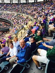 In 2015 with the CoSIDA staff and local Denver-area CoSIDA members at a Colorado Rockies game during a CoSIDA staff visit to Denver.